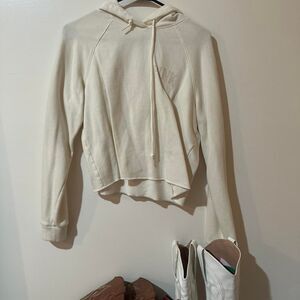 Victoria-s-secret-pink Women's White and Cream Hoodie